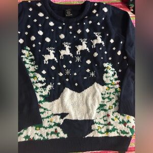 Rue21 Christmas Sweater Navy and White Polka Dot Sweater